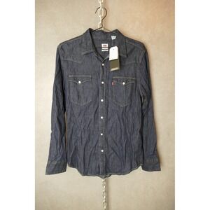 Levi's Mens Standard Western Shirt Denim Button Up‎ Long Sleeve Blue Small S